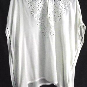 Joie Womens Porcelain Silk Split Neck  Boxy Top Blouse S $228   Size Large
